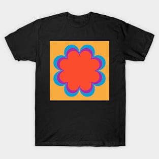 Copy of Blue, pink, orange, yellow seventies style scandi flower T-Shirt